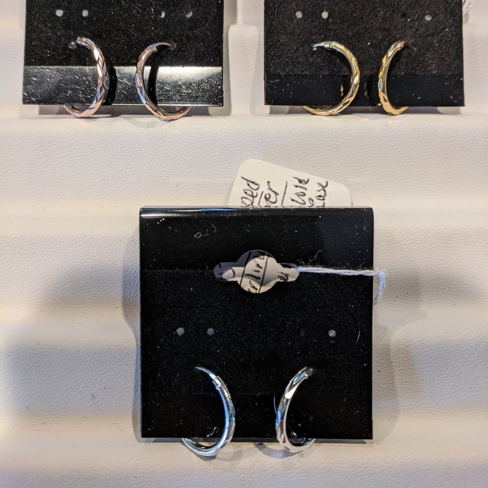 Set of 3 Diamond Cut Mini Hoop Earrings